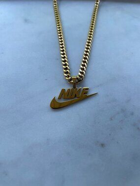 Nike Necklace - Nike Swoosh - 5mm Cuban - 22" Cuban Chain - Y2K - Unisex